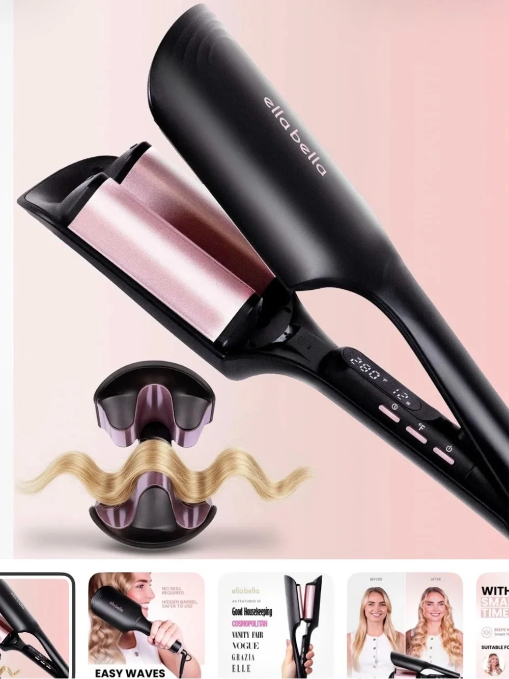 Compact Black and Rose Gold Mini Hair Straightener